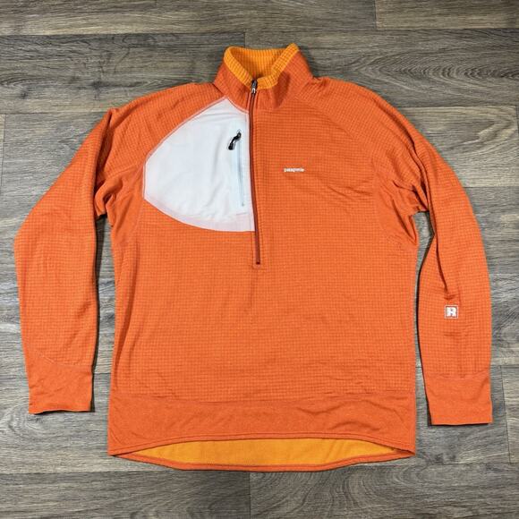 Patagonia R1 Polartec Waffle Fleece Pullover Jacket Mens XL Orange Regulator - Picture 1 of 12